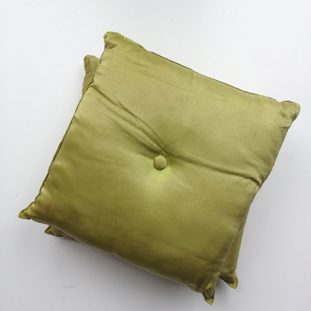 CUSHION, Green Silk w Button 35cm (Small)